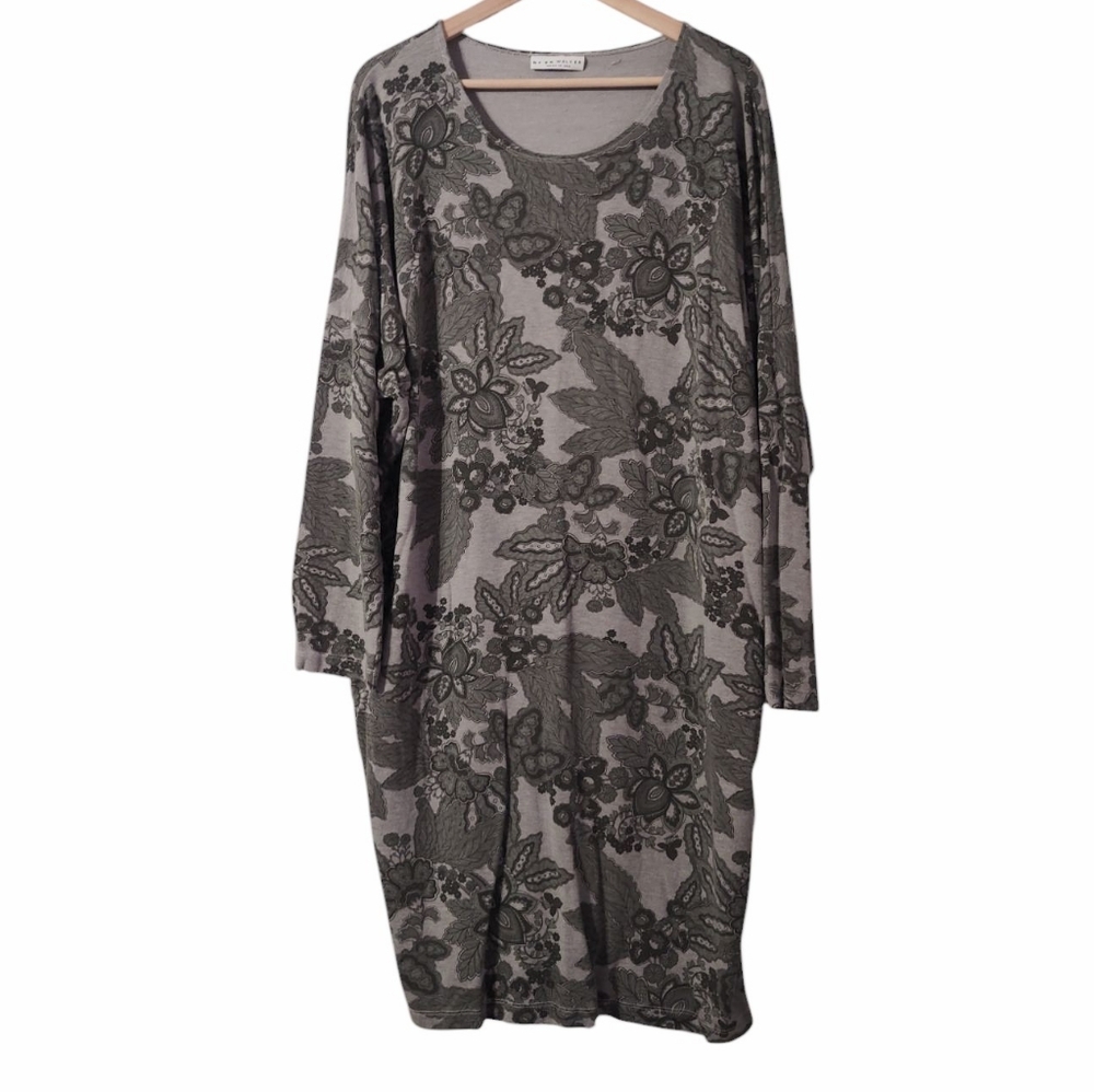 Bryn Walker Alanna French Terry Floral Cocoon Tunic Dress Lagenlook Boho Western